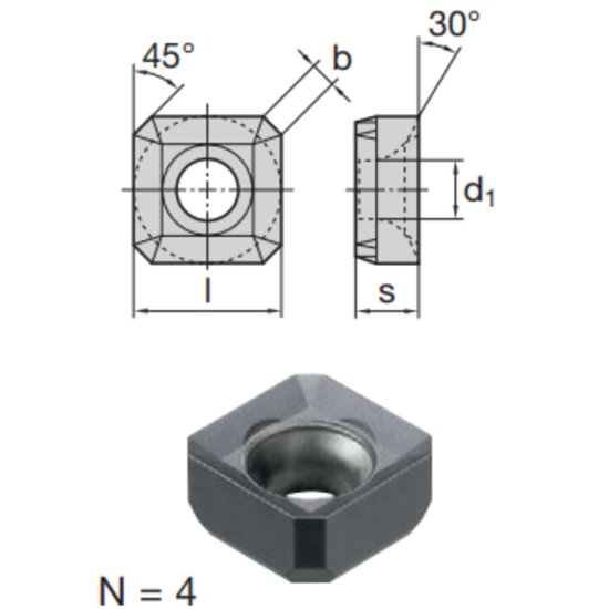 Picture of LMT Fette SNKX 1205 AN LCP25M Milling Insert Square